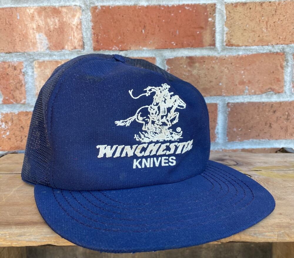 Vintage Winchester Knives Ball Cap Trucker Hat, Adjustable Snap Back Cowboy Logo